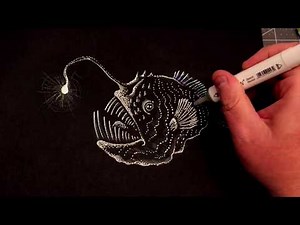 How to Draw a Deep Sea Angler Fish - 0117 - Speed / Time Lapse Drawing Tutorial
