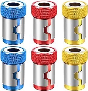 Kigauru 6 Pieces Bit Magnetizer Ring Magnetic Screw Holder Rings 1/4 Inch Hex Shank Carbon Steel Electric Drill and Hand Tools Screwdriver Driver Bits Magnetizer Bits Tool Attachment