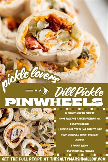 5.9K views · 17 reactions | These Dill Pickle Pinwheels with Bacon are the ultimate party appetizer! Creamy, crunchy, tangy, and loaded with crispy bacon—perfect for pickle lovers, game day spreads, or potluck tables. Make them ahead and watch them disappear! 勒肋 #PartyFood #PickleLovers #AppetizerRecipes #GameDayEats #easyrecipes  https://thesaltymarshmallow.com/dill-pickle-pinwheels/ | The Salty Marshmallow | Facebook