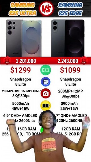Samsung S25 Edge vs Samsung S25 Ultra 🤑🤑 #samsungs25edge