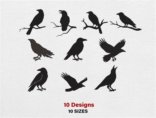 Raven Silhouette Embroidery Design: Flying Birds Machine Embroidery (10 Sizes) (digital Download) - Etsy