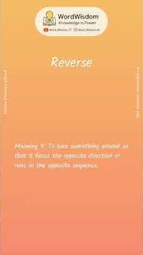 What does "Reverse" mean? | English vocabulary shorts | #reverse #wordwisdom