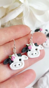Mini Cow Polymer Clay Earrings: Irish Farm Animal Jewelry - Etsy
