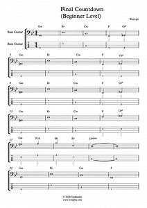 The Final Countdown (Beginner Level) (Europe) - Bass Tabs