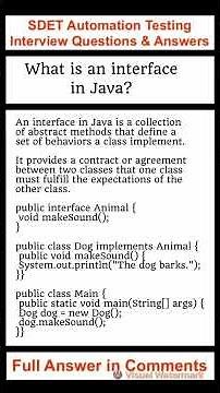 JAVA : What is an interface in Java? SDET Automation Testing Interview Questions & Answers