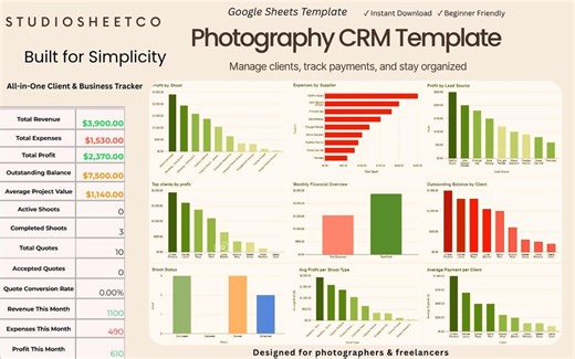 Photography Business System | CRM & Client Management Template | Google Sheets - Etsy