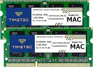 Timetec 16GB KIT(2x8GB) Compatible for Apple DDR3L 1600MHz for Early/Mid/Late Mac Book Pro(2011-2012), iMac(2011-2015), Mac mini(2011-2012) MAC RAM