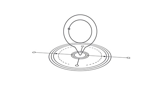 Futuristic location pin. Animation Sci Fi Futuristic User Interface HUD Lock on Target. Location GPS or target video animation 4k with alpha matte channel | Premium Stock Video Footage