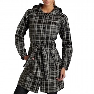 Columbia Windowpane Plaid Trench Hooded Rain Jacket- S