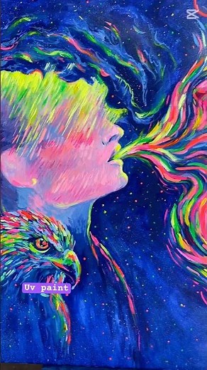Celestial Spirits – A Fluorescent UV Painting That Glows in the Dark ✨🌠 #celestialspirits #uvpaint