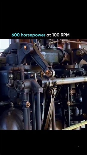 AI Tutorials & Future Tech on Instagram: "This is a 1917 Snow stationary engine producing 600 horsepower at only 100 RPM. Modern engines create power through speed. This engine creates power through torque. The enormous flywheel, oversized crankshaft, and heavy steel linkages deliver continuous rotational force without needing to spin fast. These slow-speed stationary engines powered factories, mills, compressors, and industrial equipment long before electric motors were common. At low RPM, mech