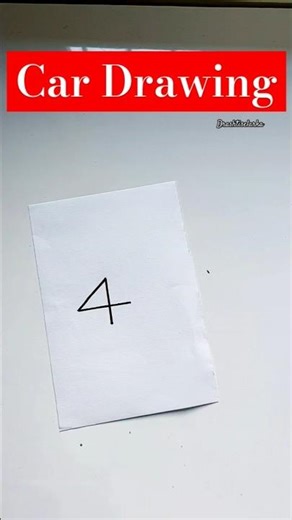 How To Draw a Car with Number 4 | easy drawing with Number 4 | Car drawing | #shorts #viral #art