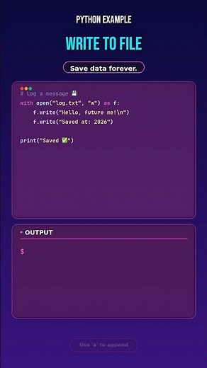 Write Files in Python Like a Pro #Python #Coding #LearnPython #PythonTips #Shorts