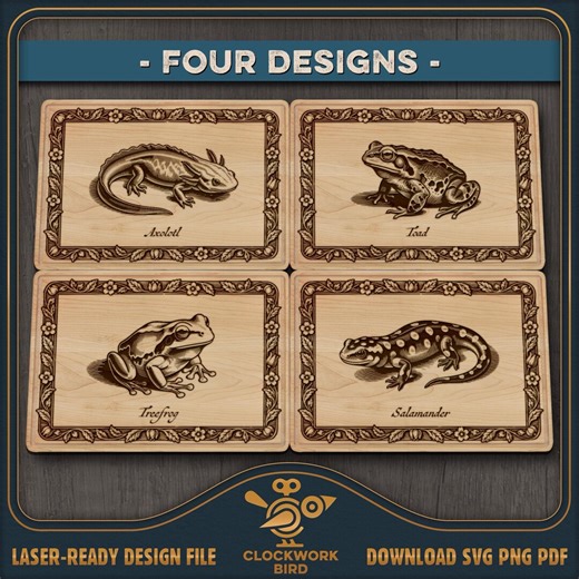 3D Amphibian Laser Engraving SVG Bundle – Axolotl, Toad, Treefrog, Salamander (digital Download) - Etsy