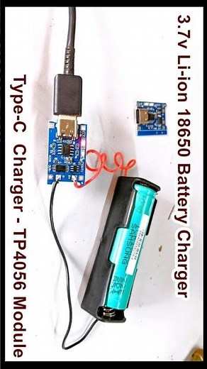 Type -C TP4056 3.7v Li ion 18650 Battery Charging With Current Protection Module #18650battery #diy