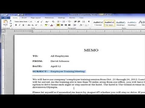 Creating a Block Style Business Memo
