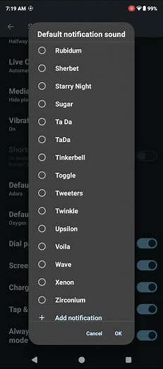 Android notification sound ta da android version 14