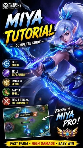 🎯 Miya Full Tutorial | Best Build, Emblem & Gameplay Guide #moba Legends#miyatutorial#mobalegends5v5