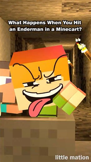 Minecraft Hitting an Enderman in a Minecart #minecraft #slap #minecart #viral