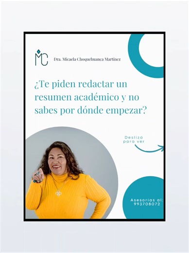 🧠 ¿Tienes que hacer un resumen académico y no sabes por dónde empezar? Tranquilo, no estás solo. Resumir no es copiar, ¡es comprender, analizar y reescribir con tus palabras! ✍️Si estás haciendo tu tesis, ensayo o trabajo universitario, aprender a resumir bien puede marcar la diferencia. Y si ya tienes uno hecho y no sabes si está correcto, puedo ayudarte a mejorarlo 💬Escríbeme por WhatsApp y revisamos tu texto juntas 👇 📲 https://wa.me/message/3LGR64AKO3ADH1#ResumenAcadémico #RedacciónAcadém