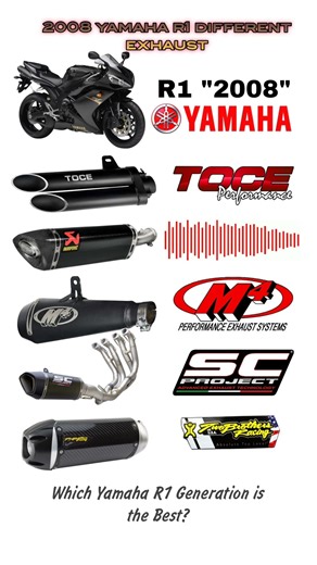 2008 Yamaha R1 | Top 5 Exhaust Comparison 🤯😱 #yamahar1 #toce #akrapovic #scproject #shorts #m4 #r6