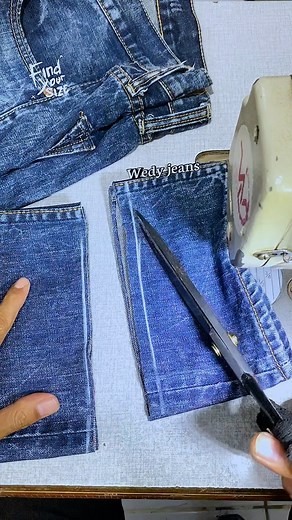 241K views · 2.3K reactions | A very simple way for beginner tailors, cut the jeans together so that the motif on the leg circumference is not lost or remains. #sewing #Denim #jahit #Rell #jeans | Swedy Erwin | Facebook