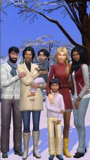 a Sims 4 family pose that are actually 2 different family poses