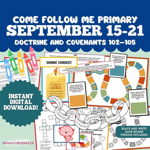 Primary September 15-21 Lesson Plan LDS Come Follow Me 2025 Doctrine and Covenants 102-105 Peacemakers Board Game for LDS Primary Children - Etsy