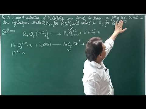 A 0.010M solution of [PuO2(NO3)2] was found to have a pH of 4.0.What is the hydrolysis constant, Kh,