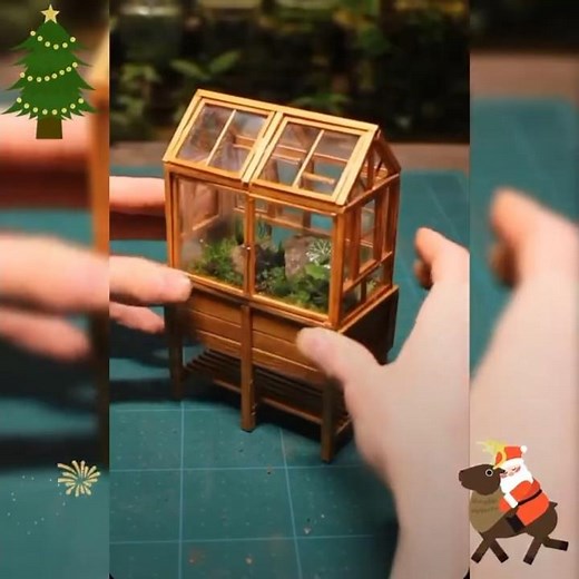 Handcrafted Miniature Wooden Greenhouse | Satisfying Wood Craft Build