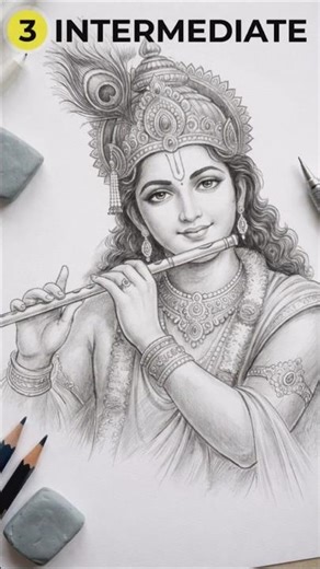 👉 Krishna Ji Sketch Step by Step 🪶 | Intermediate Drawing Tutorial ✍️🔥