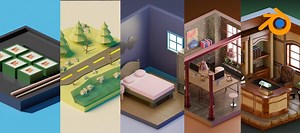 TUTO Bundle - Illustration 3D Isométrique sur Blender de débutant à avancé sur Tuto.com