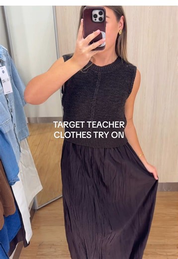 Teacher clothes try on haul at @Target Australia 🤎☺️ I didn’t buy anything!! But I fear I need to go back for the denim jacket and brown dress, let me know what you think 👩🏼‍🏫 #target #teachersoftiktok #teachertok #outfit #tryonhaul