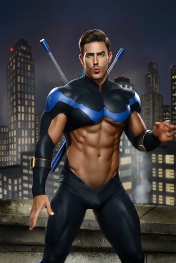Nightwing gay fanart drawing animated by AI
