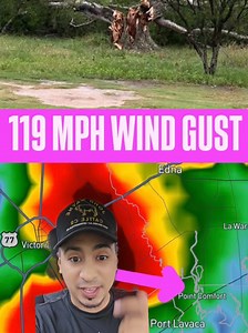 A 119 mph wind gust was reported near Point Comfort, Texas! This is in the Victoria, Texas region. Some of these storms were pretty strong. #fyp #weather #texas #breakingnews #storm