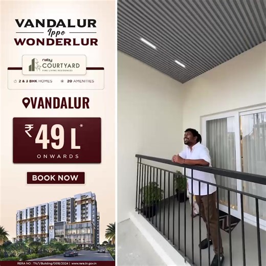 🚨 Launch Alert! 🚨A New Gem Shines in Vandalur – Welcome to Ruby Courtyard 💎 Own Premium 2 & 3 BHK Apartments Starting at Just ₹49 Lakhs* Onwards. 📍 Why Ruby Courtyard is the Jewel of Vandalur: Seamless Connectivity to Key Locations: ✅ Peri Institute of Technology ✅ Opposite Alwin International School ✅ Dhanalakshmi College of Engineering ✅ Tambaram Railway Station ✅ Kilambakkam Bus Terminus ✨ World-Class Amenities Designed for You: Amphitheatre Gym Futsal Court Toddler's Play Area Gazebo wit