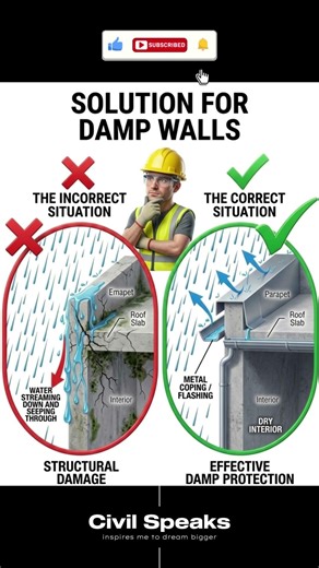 Damp Walls Problem? 😱 Civil Engineers Use This Simple Roof Trick!