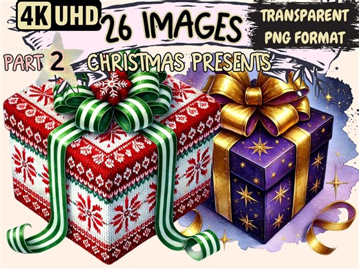 Christmas Presents Clipart – 26 Festive Gift Illustrations (Digital Download) - Etsy Portugal