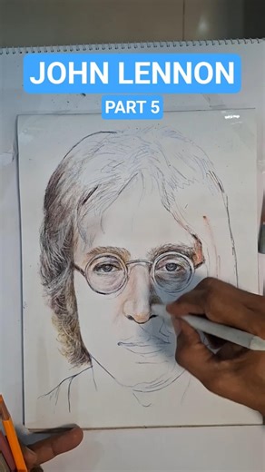 John Lennon Easy Colored Charcoal Part 5 Tutorial #art #beatles