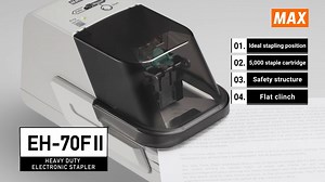 🎄 MAX EH-70FII Heavy Duty #Electric_Stapler • Usability and safety while maintaining the same basic quality performance of the popular EH-70F • Quiet Motor-Driven Mechanism. Professional quality stapling for everyone • Staples 2 to 70 sheets with clean flat clinch finish • Flat Clinch staple closes flat, papers stack neatly and evenly • Easy snap-in 5,000 staple cartridge (N0.70FE) included. • Adjustable throat depth • LED Status ‘Lamp” indicator flashes to notify you when it is time to load st