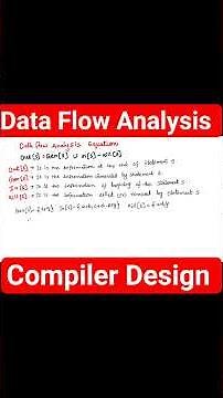 Data Flow Analysis Compiler Design #education #cse #cd #Compiler Design