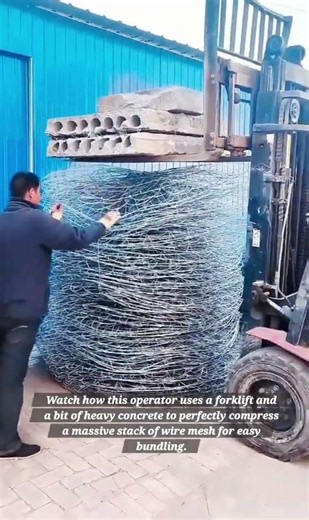 Smart Forklift Hack: Compressing Wire Mesh the Easy Way