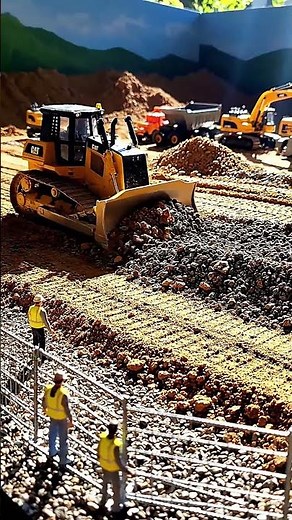 Miniature Construction Site in Action! Watch Tiny Heavy Machines Work! 🚜🚧