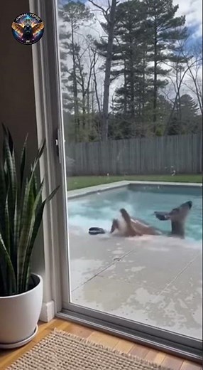 Deer Falls Into Swimming Pool