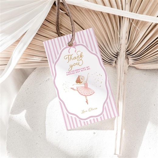 Ballerina Party Favor Tag, Modern Ballet Thank You Card Template, Editable (digital Download) - Etsy