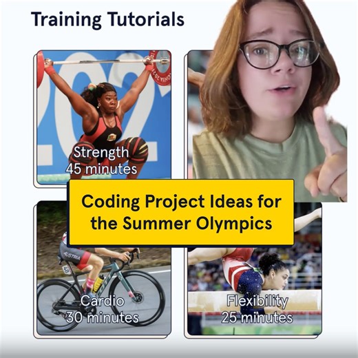 2.1K views | Get ready for the #SummerOlympics with these beginner-friendly coding project ideas! ☀️‍♀️ ️‍♀️ Olympic Workout App 磊 Olympic Medal Tracker  Olympics Data Visualization Dashboard Which Olympic sport are you most excited to watch? Let us know in the comments. | Codecademy | Facebook