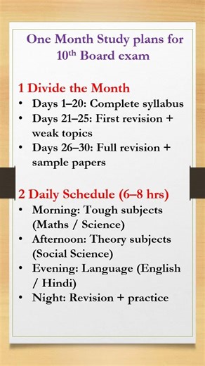 10th Board Exam 30 Days Study Plan