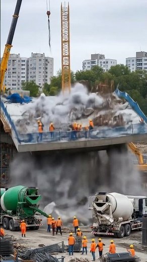 Bridge Demolition Gone Wrong?! Massive Controlled Explosion at Construction Site!