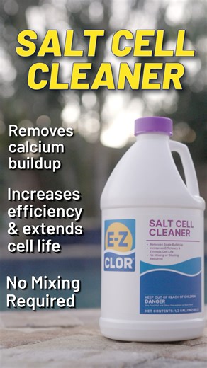 Is your salt system underperforming?🤔 It might be calcium buildup. Salt Cell Cleaner removes scale, boosts efficiency, and helps your chlorinator last longer—no mixing required. Click the link in bio to learn more! #PoolCare #EZClor #PoolChemicals #SwimmingPoolCare #SaltCellCleaner | SwimmingPool.com