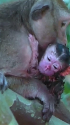 Heartwarming Moment: Mother Monkey Welcomes Her Newborn Baby